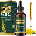 Organické Mullein kvapky pre Pľúca, Mullein Leaf Tincture Support Pľúcne čistenie, Prírodný doplnok Tekutý extrakt pre Lung Detox a respiračné zdravie, Vegan, 2 fl oz