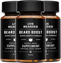 Live Bearded Beard Boost - Beard Growth Vitamins for Men with Biotin, Collagen, Silica, Fo-Ti Root - Facial Hair Growth for Men, Made in The USA | 90-Day Supply