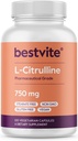 BESTVITE L- Citrulín 750 mg v kapsule (120 Vegetariánov kapsule) - Žiadne stearáty - žiadny oxid kremičitý - žiadne výplne - Non GMO - Gluten Free - Vegan