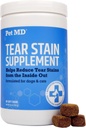 Pet MD Dear Stain Remover for Psy & Mačky - Antioxidant Očná starostlivosť Supplement with Lutein, Cranberry, & Omega 3 & 6 - Cat & Dog Tear Stain Remover Chews for White & Light Fur - 60 ct