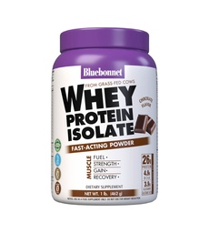 Bluebonnet Nutrition Srvátkový proteín Izolačný prášok, Srvátka z trávy Fed Cows, 26 g proteínu, bez cukru, bez lepidla, bez sóje, kóšer Dairy, 1 Lb, 14 Servings, čokoládová príchuť
