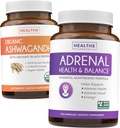 Ashwagandha & Adrenal (2-Month Supply) Adrenal Balance Pack - Organic Ashwagandha Natural Adrenal & Cortisol Support (120 Caps) & Adrenal System & Cortisol Manager L-Tyrosine Únava Podpora (120 Cap)