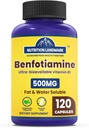 Vitamín B1 Benfotiamín, 500 mg na porciu, 120 kapsúl,rozpustný vitamín B1 rozpustný v ovocí a vode, bez lepku, bez GMO, vegetarián