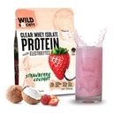 WILD Society - Clear Whey Protein + Electrolytes - Osviežujúci prášok na srsťový proteín Izolát - 20g Proteín, 0 pridaný cukor, bez GMO, prírodné príchute a farby - Jahodový kokos, 16 oz
