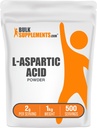 BulkSupplementments.com L-aspartický prášok kyseliny asparágovej - Aspartic Acid Supplement, Amino Acides Supplement - Gluten Free, 2g per Serving, 1kg (2,2 lbs) (Pack of 1)