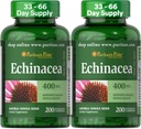 Puritán je Pride Premium Echinacea Natural celý bylinný doplnok 400 mg, Diétny doplnok pre zdravie, Imunitný systém podpora, 200 Rýchle uvoľnenie Kapsule, 2 balenia