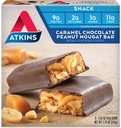 Atkins Karamel Čokoláda Arašidové Nougat Snack Bar, Protein Snack, High in Fiber, 2g Cukor, Keto Friendly, 5 Počet
