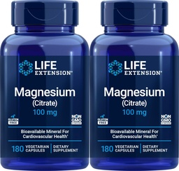 predĺženie životnosti horčíka (Citrate) 100mg, 180 Veg Caps (Pack of 2) - Mag Supplement