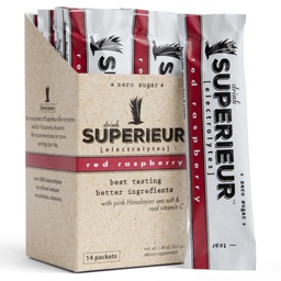 Superieur Electrolyte Powder Pakets - Vegan Electrolyte Hydration Powder w/Sea Minerals - Keto Friendly, Non-GMO, Zero Sugar Electrolyte Supplement - Healthy Sports Drink - Malinová (14 paketov)