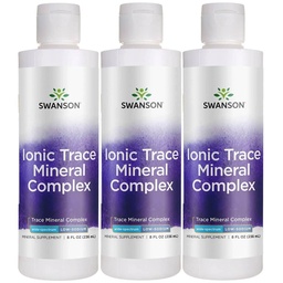 Swanson Concentrace Trace Mineral Drops 8oz-Complete Minerálny komplex pre energiu, hydratáciu a elektrolytovú rovnováhu nad 72 vysoko absorpčných iónových minerálov, ako je horčík, draslík, vápnik (3 balenia)