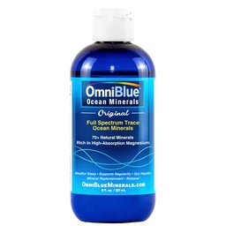 Minerály OmniBlue Ocean - 70+ Stopové minerály a tekutý horčík - draslík, chlorid-nízky sodík - prírodná podpora pre spánok, trávenie, pravidelnosť, hydratácia a rovnováha elektrolytov (8 oz)