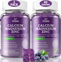 (2 balenia) OALSE Magnézium Magnézium Zinok Gumičky s vitamínom D3 & K2 Vysoká absorpcia Magnézium Glycinát-Muscles, Immune & Sleep Support-Sugar Free- Blueberry Ochutené-120 Počet
