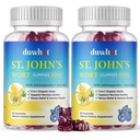 St John's Wort Gummies 600 mg, 3 in 1 Organic Herbal Doplnky pre zmiernenie stresu, Nervový systém podpora, s Ashwagandha & Holy Basil extrakt pre dospelých a deti, non-GMO, Vegan, 120 ct.