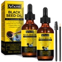 2 balenie Black Seed Oil Organic Cold Pressed,100% Pure & Natural Liquid Black Seed Oil Cold Pressed Glass Bottle 60ML pre starostlivosť o pleť, vyživuje a hydratuje vlasy