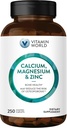 Vitamín Svet Vápnik Magnézium Zinok"Promotes Bone Health 250 Obalené viečka