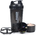 Protein Shaker Fľaša,16 oz Shake Cup pre proteínový prášok s úložiskom,Športová fľaša s vodou,Non Slip 3 Vrstva Twist Off 3oz poháre s pilulkou Leak Dôkaz Shake Fľaše pre proteínové zmesi