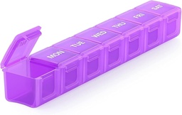 Sukuos Extra veľké týždenné pilulky Organizátor, 7 Day Daily Pill Box Prípad Artritída Priateľsky, Hodvábna obrazovka tlačená medicína Kontajner s čistým vidom pre vitamíny, rybie oleje alebo doplnky (Purple)