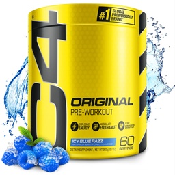 Cellucor C4 Original Pre Cvičenie Powder ICY Blue Razz - Vitamín C pre imunitnú podporu - Bezcukrová precvičovacia energia pre mužov a ženy - 150mg kofeín Plus Beta Alanyne Plus Creatin - 60 Servings