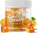 Colostrum Chews Supplement with probiotiká for Gut Health, Bloating, Immune Support, Koža, rast vlasov a krásy - Orange Flavor (60 Servings)
