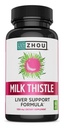 Zhou Milk Thitle - Pečeň Zdravie Supplement, Silymarin Milk Thitle Extract & Powder pre mužov a ženy, Bylinné čistenie Podpora, Metabolické zdravie - 60 Vegetariánske kapsule