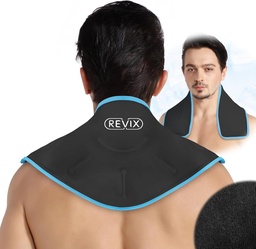 REVIX Krk ľadový zábal pre krk a plece, terapia na podporu flexibility a mobility, Hot studený gél balíčky opakovane použiteľné pre post-cvičenie, čierna