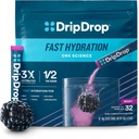 DripDrop Hydratačné balíčky - Berry - Single Server Electrolytes Powder Drink Mix - Non-GMO, Gluten Free, Vegan - 32 Sticks
