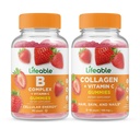 Životaschopný B komplex + kolagén a vitamín C, Gummy Bundle - veľké ochutnávky, vitamínové doplnky, bez lepidla, bez GMO, žuvacia Gummy