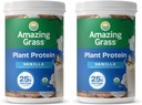 Amazing Grass Vegan Protein Powder, Plant Based Organic Blend with 25g of Protein, Dairy, Gluten & Soy Free - Krémová Vanilla (10 Servings) (Pack of 2)