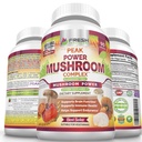 ČERSTVÉ ZDRAVOTNÍCKE Huby Supplement - Lions Mane, Cordyceps, Reishi, Turkey chvost, a Shitake - Immune and Brain Support - Peak Power Mushrom Supplement - 90 Vegan Kapsule