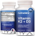 Vitamín D3 K2 Kapsule pre Muži a ženy - K2 D3 Vitamínový doplnok pre zdravé srdce a podporu kostí, Imunitný systém a pomoc pri cirkulácii krvi, Formulované v USA, 60 Veggie Kapsule