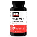 FORCE FACTOR vitamín D3 K2 na podporu imunity, zdravie srdca, podporu kostí, a viac, vysoká potencie 2- in-1 Formula, Vegan, žiadna želatína, non-GMO, 120 kapsuly