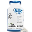 PlantVital Magnézium Glycinate 200mg 120 Kapsule - vysoká absorpcia, non-GMO, Vegan, Gluten-free - podporuje normálny spánok, svalovej a nervovej funkcie, normálne srdce a kosti zdravie, pomôcť Pocit pokoja a relaxu