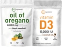 Micro Ingredients Oregano Softgels 6,000mg Per Serving & Vitamin D3 5,000 IU Bundle Pack 