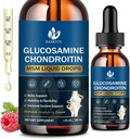 (2 balenia) Glukozamín Chondroitín MSM tekuté kvapky, vysoká absorpcia, antioxidant, Immune, Bone Support, MSM doplnok pre mužov a ženy, Vegan, bez cukru, malinová chuť, 1 Fl Oz