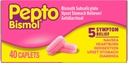 Pepto Bismol Caplets na nevoľnosť, pálenie záhy, poruchy trávenia, žalúdočné ťažkosti a hnačka, 5 príznakov rýchlej úľavy v pohodlnej forme, 40 ot