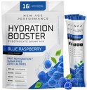 New Age Performance Hydration Pakets, Electrolytes Powder Liquid Enhancer for Dehydration Relief, L-Glutamine Amino Acides for Muscle Workout Recovery, Sugar Free & 0 Calorie, 16 Balíček (Modrá malina)