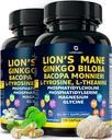 Organické Lions Mane Supplement Kapsule - 240 Real Huby Lion's Mane Kapsule s Ginkgo Biloba Herb, Bacopa Monnieri, L Theanine, L Tyrosine - Hubový komplex pre Daily Wellness