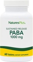 Príroda Plus PABA, trvalé uvoľňovanie (kyselina paraaminobenzoová) - 1000 mg, 60 Vegetariánskych tabliet - doplnok na podporu zdravia pokožky, podporuje výrobu energie - bez lepidla - 60 porcií