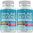 8 v 1 Imunitná obranná podpora, Imunitné vitamíny doplnok Posilňovač so zinkom 50 mg, Vitamín C bazová Vit D3 5000 IU, kurkumín a zázvor, Echinacea - Alergická úľava pre deti dospelých (2 balenia)