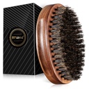 BFWood Boar Bristle Beard Brush - Čierny drevený Walnut vojenský štýl, pánske drevené fúzy kefka