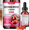 Berberine Supplement Liquid Drops - Berberine HCL 1500mg s Ceylon škorica, horký Melon, Gymnema Sylvestre pre immune, Digestion System & Heart Health, Natural Strawberry Flavor, 2 Fl Oz