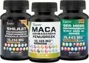 Bundle of Sea Moss,Shilajit,Maca, Black Seed Oil, Ashwagandha, Ginger, Shilajit, Rhodiola Rosea, Panax Ginseng, Maca Root, Fenugreek, Trifibranol100X,Všetky v jednom dodatku (1 balenie)