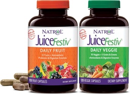 Natrol JuiceFestiv, Ultimate Fruit and Veggie Super-Food na podporu vyváženej výživy a celkovo dobre Being, Plus Antioxidanty pre celulárne zdravie, 120 Kapsule (2-Count), Až 60 dní dodávky