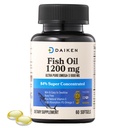 DAIKEN Mini rybí olej 1200 mg, rTG Omega 3 1000mg, 60 Softgels, vysoká absorpcia a beztukovej rybí olej pre zdravé srdce, mozog a suché oči Podpora