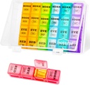XL veľké týždenné pilulky Usporiadateľ 4 Časy denne, 7-Day Pill Boxy AM PM, Big Compartments Pill Case, Mesačný medikačný Organizátor 28 dní Dispenzér pre rybie oleje, Vitamín držiak doplnok