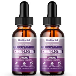 2 balenia Glukozamín Chondroitín MSM Liquid Drops, Extra sila Joint Suplement for Adults Muži a ženy, Quercetin Boswelia, Hypromelain, Antioxidant Immune Support (4 Fl oz)