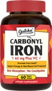 Supplement železo, 65 mg karbonylu železa Plus vitamín C, energia a podpora krvi pre ženy a mužov, lepšia absorpcia, jemný na žalúdku, žiadna nevoľnosť, žiadna zápcha, Vegan, non-GMO, 60 Ct