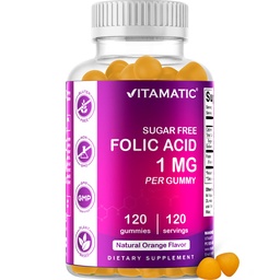 Vitamatická kyselina listová Gumies 1000 mcg (1 mg) - esenciálne prenatálne vitamíny pre mamičku a dieťa - vitamín B9-120 Vegánske gummie (1)