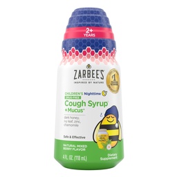 Zarbee's Children's Nighttime Honey Cough Sirup + Mucus for Kids 2+ + Dark Honey, Ivy Leaf, & Ukľudňujúci harmanček, #1 pediater Doporučené, Drug & Alcohol-Free, Mixed Berry, 4 fl. oz