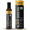 RAWYA Black Seed Oil - Nefiltrovaný - Full Spectrum - 8.4 fl oz -Organic Cold-Pressed, Nigella Sativa - USDA Organic - Natural Supplement - Black Cumin Seed Oil - Silná chuť a vysoká koncentrácia -Glass fľaša